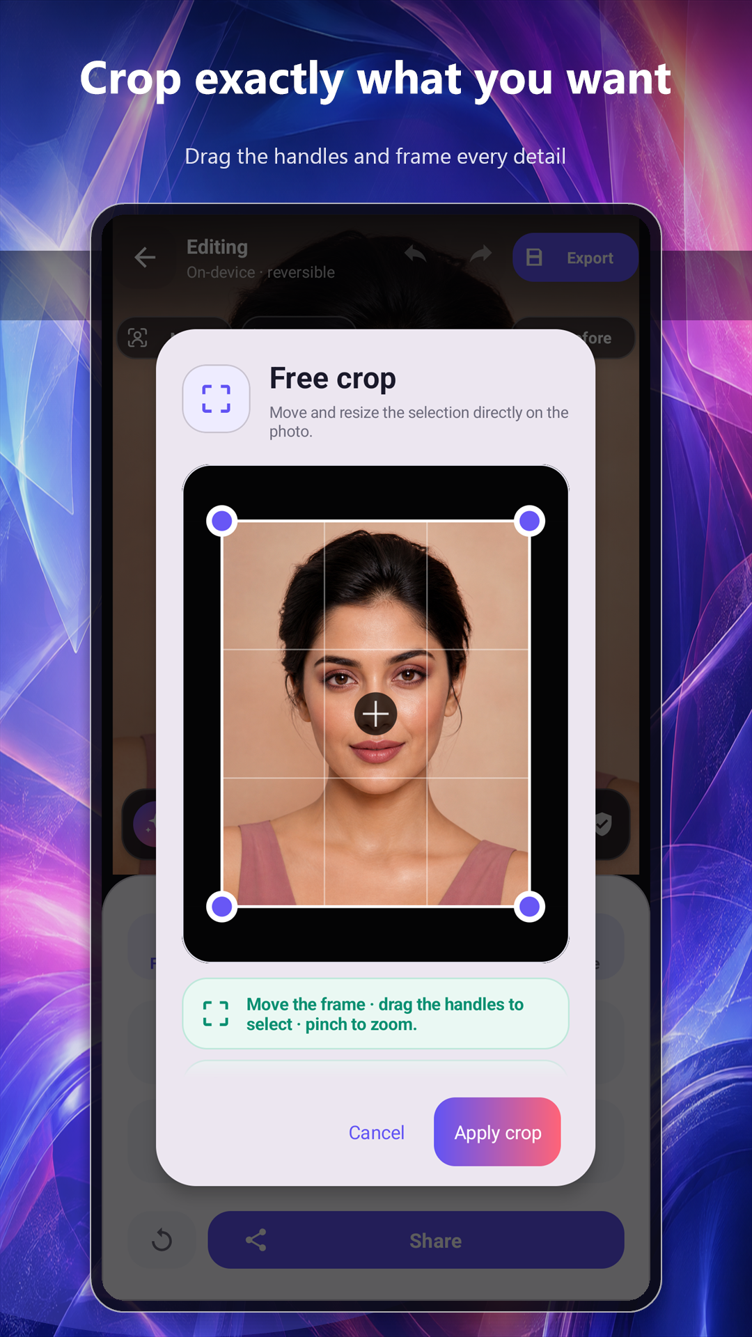 LumaEdit crop interface