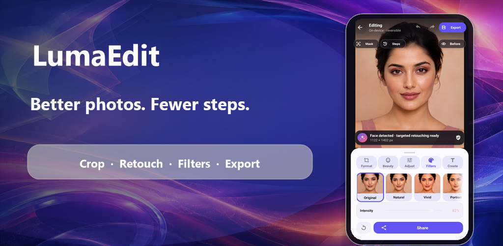 LumaEdit Photo Editor feature overview